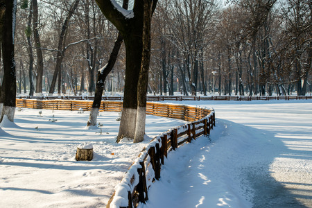 Winter landscape in the Roman Park, Neamt, Romaniaの写真素材