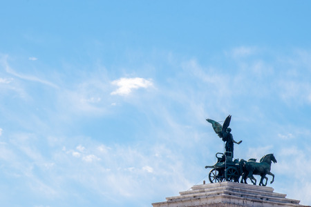 Quadriga on top of Monument Vittorio Emanuele, Altare della Patria,  Piazza Venezia, Rome Italyのeditorial素材