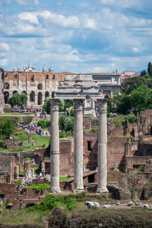 Temple of Castor and Pollux,  Roman Forum in Rome, Italy