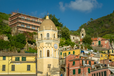 Santa Margherita di Antiochia Church, Vernazza, Cinque Terre, La Spezia, Italyのeditorial素材