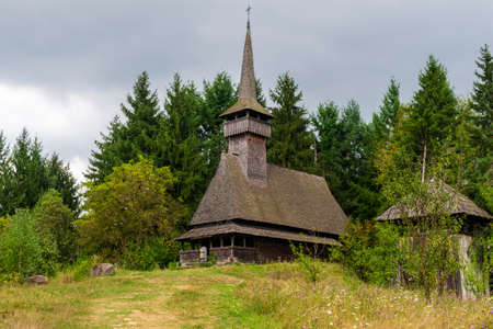 Wooden Church from Oncesti on the hills, Maramures Village Museum, Romaniaのeditorial素材