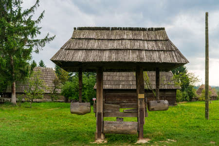 The rammer oil press, Maramures Village Museum, Romaniaのeditorial素材