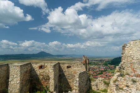 Ruins from Rasnov Citadel, Brasov, Romaniaの写真素材