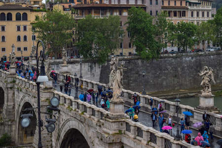 St. Angelo Bridge, Ponte Sant'Angelo, Sant' Angelo Castle, Mausoleum in Rome, Italyのeditorial素材