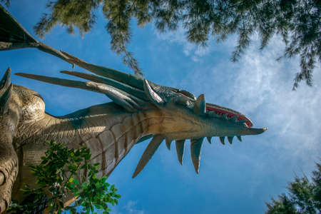 Angry blue dragon from Zoomarine, Italyのeditorial素材