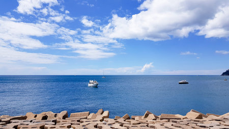 Beautiful view of Amalfi Marina Coppola port in the province of Salerno, the region of Campania,...