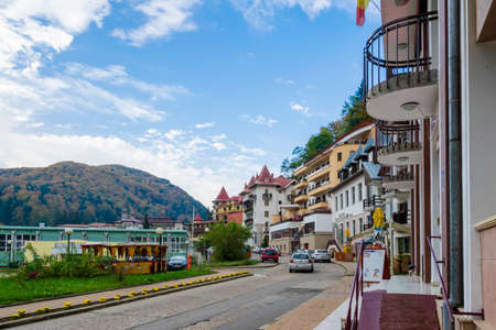 Hotels and Pensions from the Slanic Moldova Resort, Bacau, Romaniaのeditorial素材