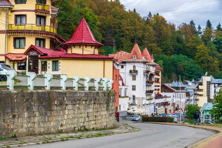 Hotels and Pensions from the Slanic Moldova Resort, Bacau, Romaniaのeditorial素材