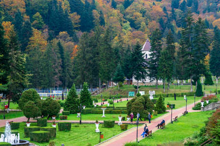 The Central Park of Slanic Moldova, Bacau, Romaniaのeditorial素材