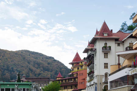 Hotels and Pensions from the Slanic Moldova Resort, Bacau, Romaniaのeditorial素材