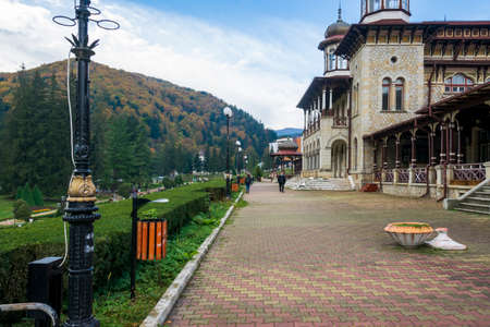 The alley in front of Slanic Moldova Casino, Bacau, Romaniaのeditorial素材