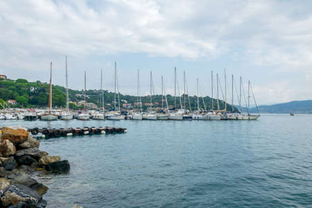 Beautiful Sailing Ships in Porto Venere, La Spezia, Italyのeditorial素材