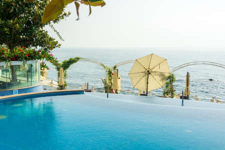 Infinity pool at the Black Sea in Varna, Bulgariaのeditorial素材