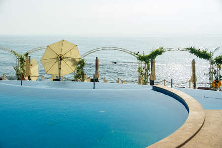 Infinity pool at the Black Sea in Varna, Bulgariaのeditorial素材