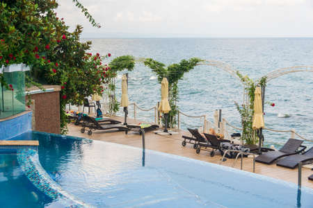 Infinity pool at the Black Sea in Varna, Bulgariaのeditorial素材