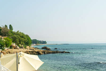 The Black Sea beach with hotels in Varna, Bulgariaのeditorial素材