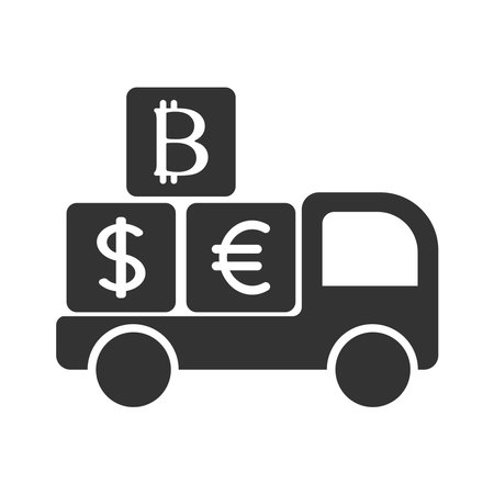 Icon, the truck is carrying dollars. vectorのイラスト素材