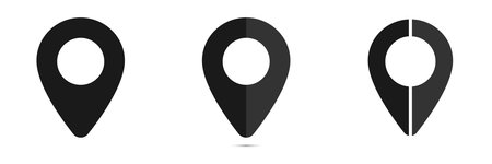 Black and white icon, label on the map. Set of icons. Illustrationのイラスト素材
