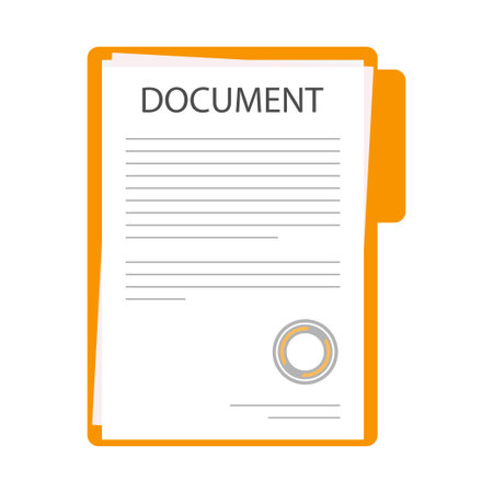 Document sign icon. Document, folder with seal, text. Illustrationのイラスト素材