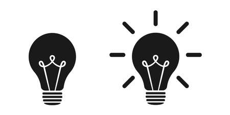 Lamp icons set. Idea lamp icon collection. Flat style - stock vectorのイラスト素材