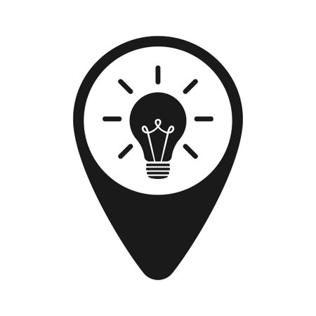 Bulb icon vector logo template. Map icon. Light bulb in trendy flat style.のイラスト素材