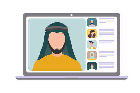 Conference video call, remote project management, quarantine, working from homeのイラスト素材