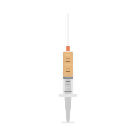 Syringe icons, coronavirus vaccine. Flat style. Illustrations.のイラスト素材