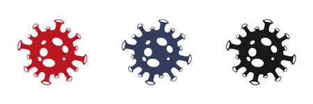 Coronavirus (COVID-19) cell icons for design red, blue, black. Flat style. Illustrations.のイラスト素材