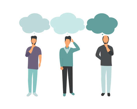 Vector illustration, flat style, people talk. People with thoughts on a white background.のイラスト素材