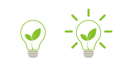 Green leaf light lamp energy of nature. Icon. Illustrationのイラスト素材