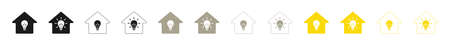 Electricity house logo vectors set. Light bulb in the house. Flat style.のイラスト素材
