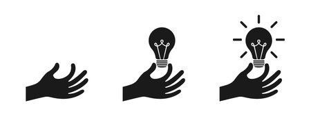 Hand holding light bulb. Business idea concept vector illustrationのイラスト素材