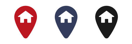 Icon with a house sign. Map label. Interface element to illustrate mobile concepts and web applications. Thin glyph icon for website design and development, app development. Illustrationのイラスト素材