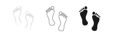 Feet icons set, flat design, vector illustration for web design and mobile applications.のイラスト素材