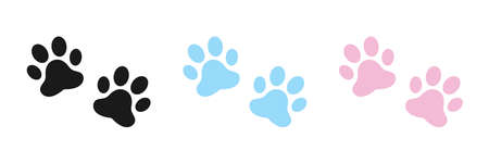 Animal paw icons set. Flat design. Vector illustration.のイラスト素材