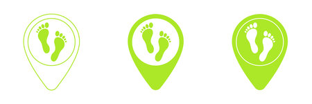 Set of web icons for flat design of feet. Location vector icon. Website design and development, application development. Illustrationのイラスト素材