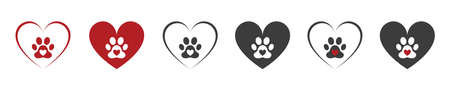 Animal paw icons set. Flat design. Vector illustration.のイラスト素材