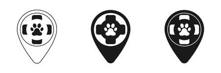 Pet first aid icons set. Location vector icon. Website design and development, application development. Illustrationのイラスト素材