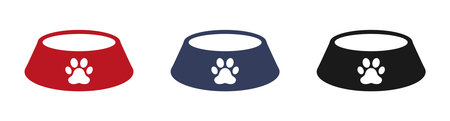 Dog, cat, animal or pet, food bowls, vector illustration. Set of icons. Web design.のイラスト素材