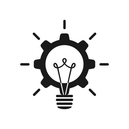 Lamp and Cogwheel - An innovative lamp and gear. Web design.のイラスト素材