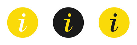 Information icons set. Black and yellow information icon. Web design.