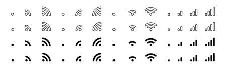 WiFi icons set isolated on white background. Contemporary design. Vector illustration.のイラスト素材