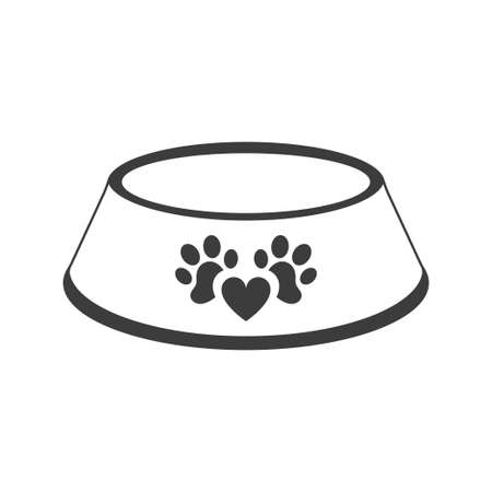 Bowl for dog, cat, animal or pet food with heart. Vector illustration. Web design.のイラスト素材