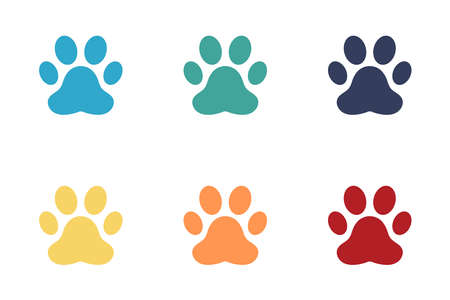 Animal paw icons set. Flat design. Vector illustration.のイラスト素材