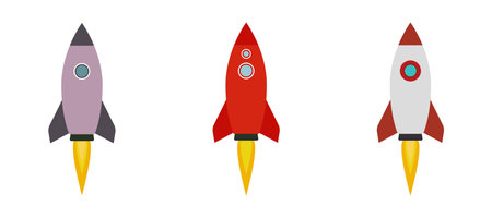 Set of vector icons of rockets. Web design isolated on white background.のイラスト素材