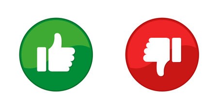 Like and dislike. Thumb up and thumb down sign. Illustration. Web designのイラスト素材