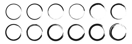 A set of circles drawn with a brush. Grunge design elements.のイラスト素材