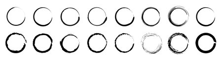 A set of circles drawn with a brush. Grunge design elements.のイラスト素材