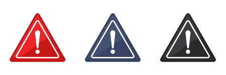 Set of icons. Warning sign of attention. Exclamation point. Vector illustration.のイラスト素材