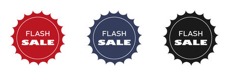 Set of icons. Flash sale. Red label. Vector illustration